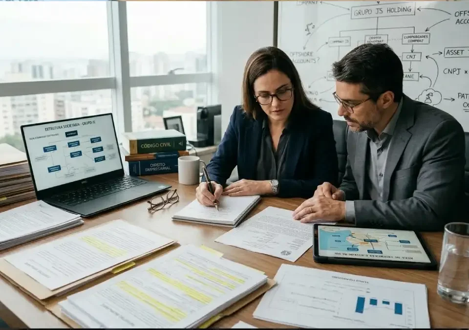 advogado analisando documentos de investigação patrimonial para localizar bens de devedor